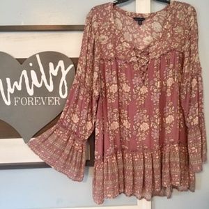 AEO Floral Criss-Cross V- neck Tunic
